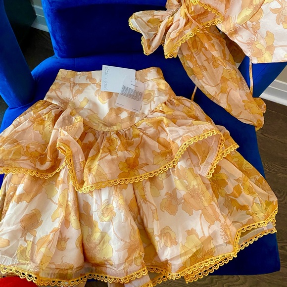 DearJose Yellow Havana Ruffle Floral Mini Skirt - Picture 3 of 5
